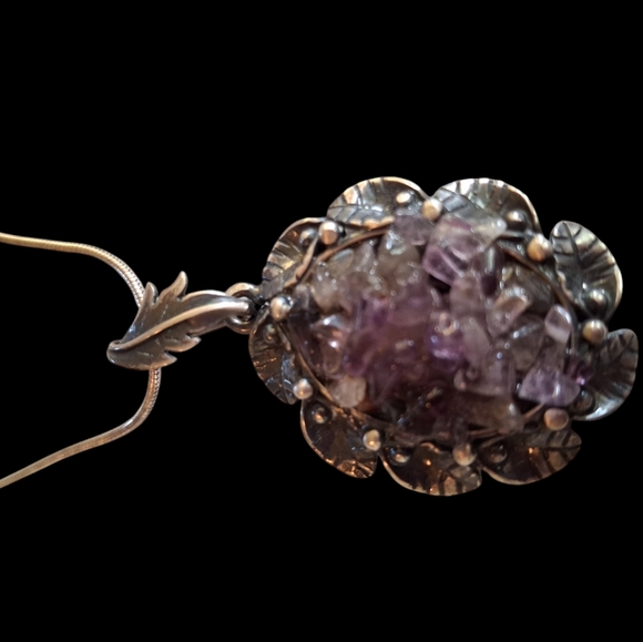 30" Milor Italy 925 Sterling Silver Chain 8.8 grams Unique Amethyst Chip Druzy - Picture 5 of 11
